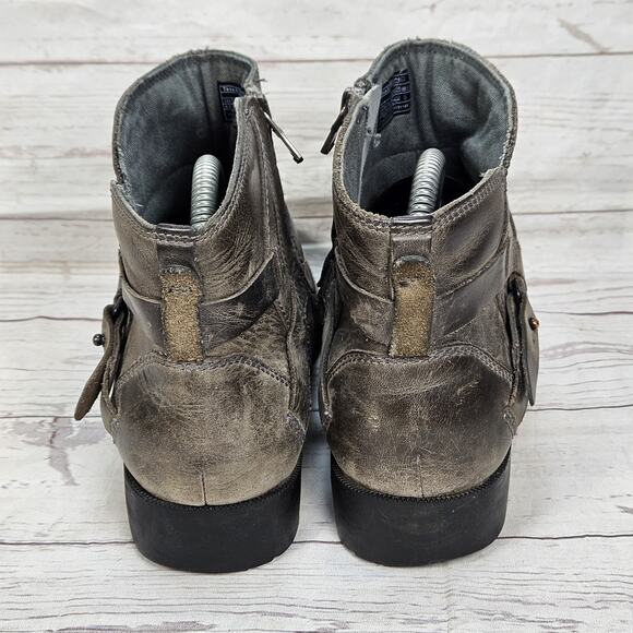 Teva Boots Womens 8.5 Biker Gray Leather Side Zip Round Toe Casual 1008009 - Picture 4 of 7